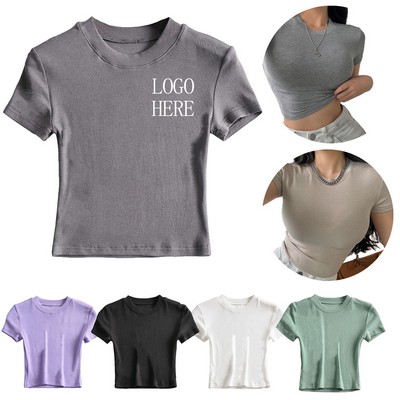 Women's Casual Basic T Shirts Trendy Tight Tee